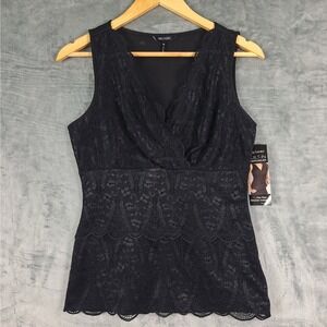 Womens Top Medium Black Fairy Grunge Babydoll Floral Lace Whimsigoth Shapewear